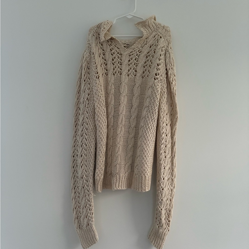 American Vintage Cream Cable Knit Sweater